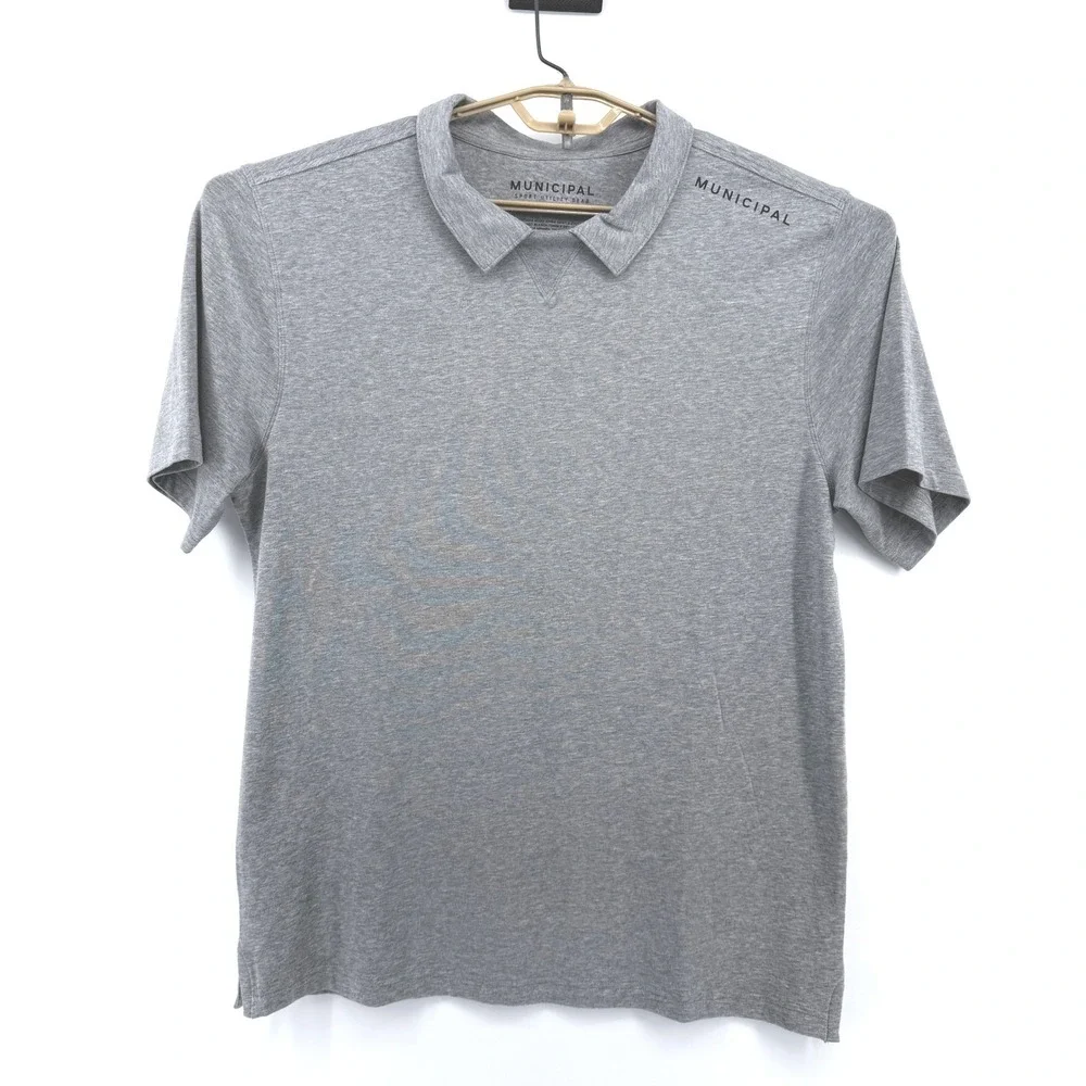 Municipal Sport Utility Gear V-Neck Polo Shirt Mens Large Gray Short‎ Sleeve